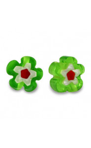 Millefiori beads flower 5-6x3mm - Spring green red